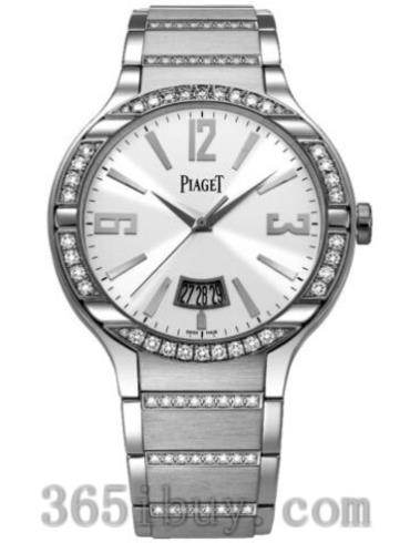 伯爵男表Piaget Polo系列白金鑲鉆/白色表盤(pán)G0A36225