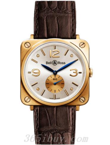 柏萊士男表AVIATION系列鱷魚(yú)皮/珍珠色表盤(pán)BR_S_ROSE_GOLD_PEARL_DIAL