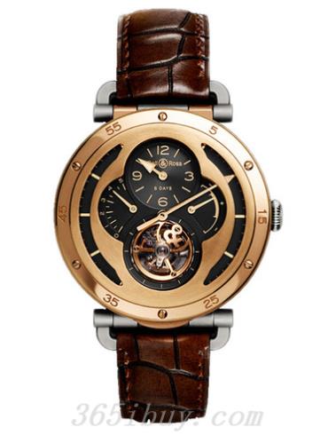 柏萊士男表VINTAGE系列鱷魚(yú)皮/黑色表盤(pán)WW2_MILITARY_TOURBILLON_ROSE_GOLD