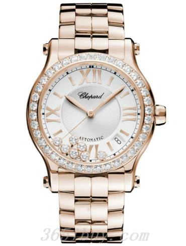 蕭邦女表Happy Diamonds系列玫瑰金/銀色表盤(pán)274808-5004