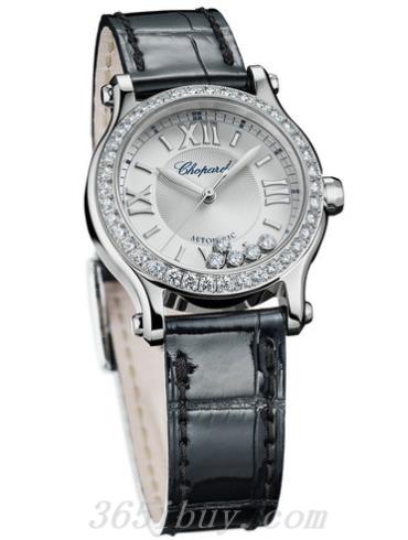 蕭邦女表Happy Diamonds系列鱷魚(yú)皮/銀色表盤(pán)278573-3003