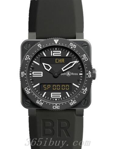 柏萊士男表AVIATION系列橡膠/黑色表盤(pán)BR_03_TYPE_AVIATION_CARBON