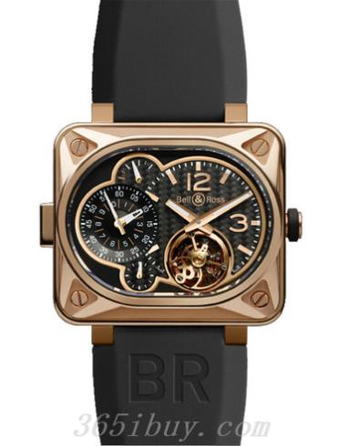 柏萊士男表AVIATION系列橡膠/黑色表盤(pán)BR_MINUTEUR_TOURBILLON_PINK_GOLD