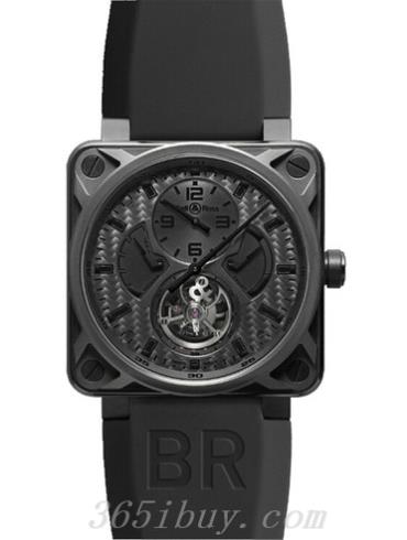 柏萊士男表AVIATION系列鱷魚(yú)皮/橡膠/黑色表盤(pán)BR_01_TOURBILLON_PHANTOM