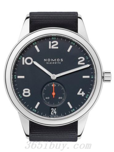 NOMOS男表Club系列藍黑色織物表帶，防水/黑色表盤(pán)776
