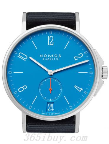 NOMOS男表AHOI系列藍黑色織物表帶，防水/藍色表盤(pán)554