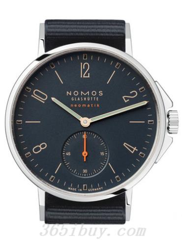NOMOS男表AHOI系列藍黑色織物表帶，防水/黑色表盤(pán)561