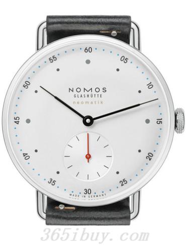 NOMOS男表Metro系列黑色霍爾文高級科爾多瓦馬皮，包邊處理，帶快拆設計/白色表盤(pán)1106