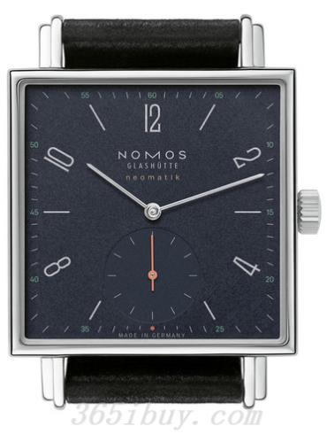 NOMOS男表Tetra系列黑色霍爾文高級科爾多瓦馬皮，包邊處理/藍色表盤(pán)422