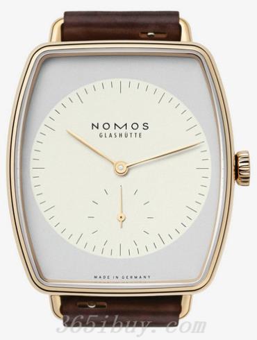 NOMOS男表LUX系列深棕色霍爾文高級科爾多瓦馬皮，包邊處理，帶襯墊/白色表盤(pán)940