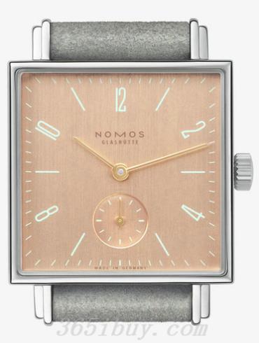 NOMOS女表Tetra系列灰色絨面麂皮/粉色表盤(pán)491