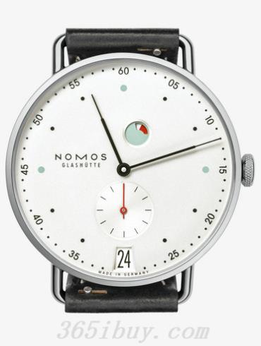 NOMOS男表Metro系列黑色霍爾文高級科爾多瓦馬皮，帶快拆設計/白色表盤(pán)1101