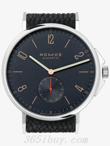 NOMOS男表AHOI系列藍黑色織物表帶，防水/黑色表盤(pán)552