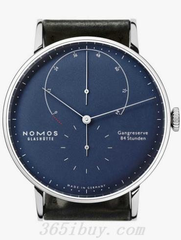 NOMOS男表LAMBDA系列黑色霍爾文高級科爾多瓦馬皮，包邊處理，帶襯墊/藍色表盤(pán)935