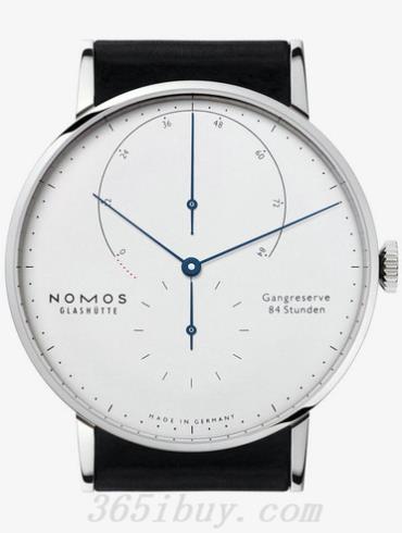 NOMOS男表LAMBDA系列黑色霍爾文高級科爾多瓦馬皮，包邊處理，帶襯墊/白色表盤(pán)933