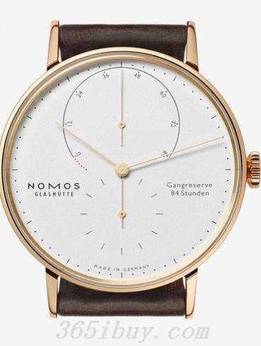 NOMOS男表LAMBDA系列棕色霍爾文高級科爾多瓦馬皮，包邊處理，帶襯墊/白色表盤(pán)952