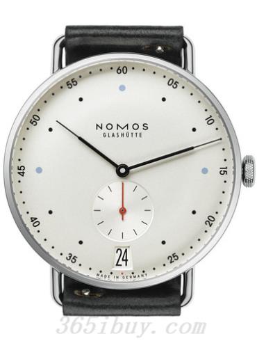 NOMOS男表Metro系列黑色霍爾文高級科爾多瓦馬皮，帶快拆設計/白色表盤(pán)1102
