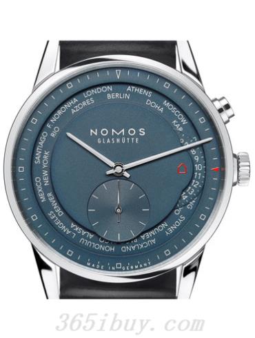 NOMOS男表zurich系列黑色霍爾文高級科爾多瓦馬皮/藍色表盤(pán)807
