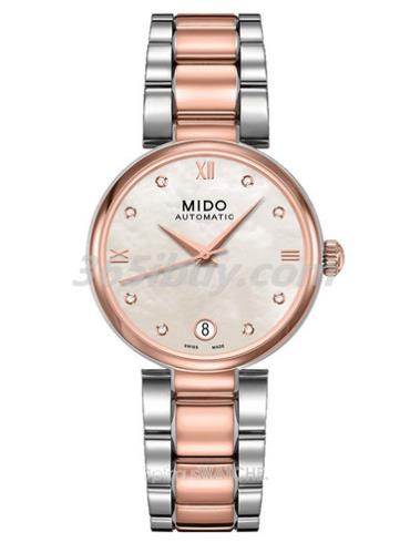 美度女表貝倫賽麗系列精鋼/PVD/白色貝母表盤(pán)M022.207.22.116.10