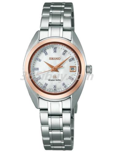 精工女表Grand Seiko系列精鋼/玫瑰金/白色珍珠貝母表盤(pán)STGF086