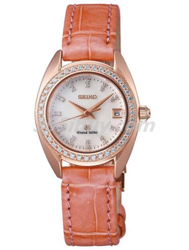 精工女表Grand Seiko系列鱷魚(yú)皮/白色珍珠貝母表盤(pán)STGF102