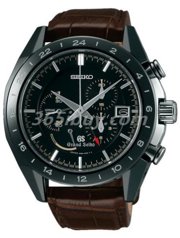 精工男表Grand Seiko系列鱷魚(yú)皮/黑色表盤(pán)SBGC015