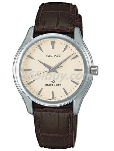 精工男表Grand Seiko系列鱷魚(yú)皮/米黃色表盤(pán)SBGX009