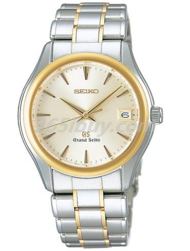 精工男表Grand Seiko系列精鋼/黃金/米黃色表盤(pán)SBGX002