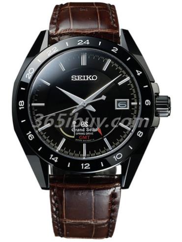 精工男表Grand Seiko系列鱷魚(yú)皮/黑色表盤(pán)SBGE037G