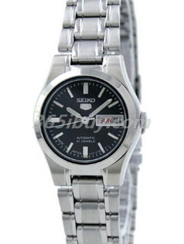 精工女表Seiko 5系列精鋼/黑色表盤(pán)SYMH21J1