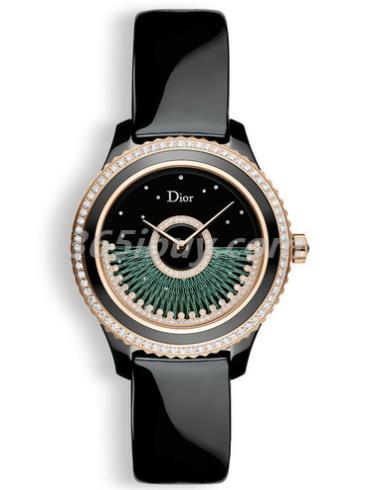 迪奧女表DIOR VIII GRAND BAL系列漆面小牛皮/黑色/綠色表盤(pán)CD124BH4A002_0000