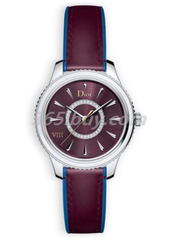 迪奧女表DIOR VIII MONTAIGNE系列小牛皮/酒紅色表盤(pán)CD152110A002_0000