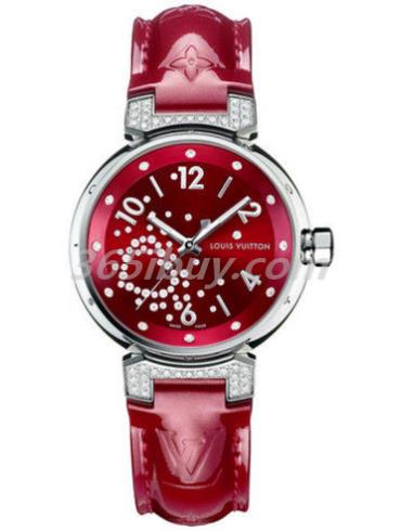 LV女表Tambour Glamour系列小牛皮/紅色表盤(pán)Q131Z0