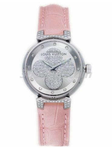 LV女表Tambour Glamour系列鱷魚(yú)皮/銀色表盤(pán)Q131P2