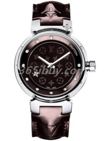 LV女表Tambour Glamour系列真皮/紫紅色表盤(pán)Q12M30