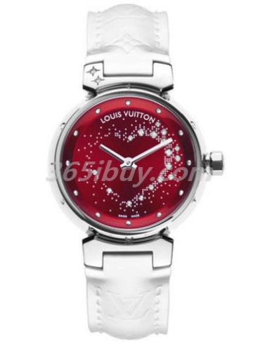 LV女表Tambour Glamour系列真皮/紫紅色表盤(pán)Q12M20