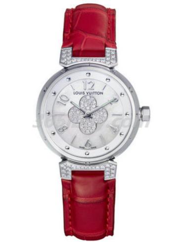 LV女表Tambour Glamour系列鱷魚(yú)皮/白色表盤(pán)Q121P1