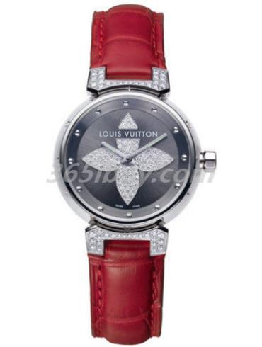 LV女表Tambour Glamour系列鱷魚(yú)皮/黑色表盤(pán)Q121F1