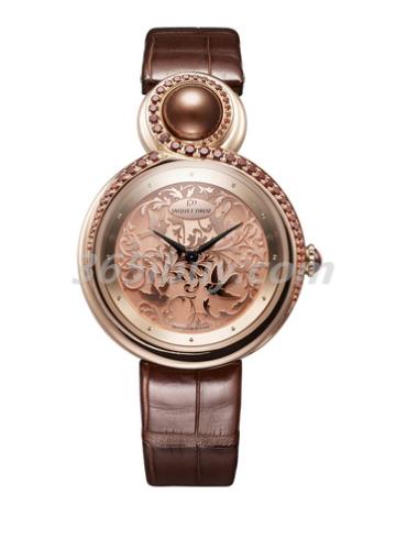 雅克德羅女表Elegance Paris系列鱷魚(yú)皮/玫瑰金色表盤(pán)J014503200