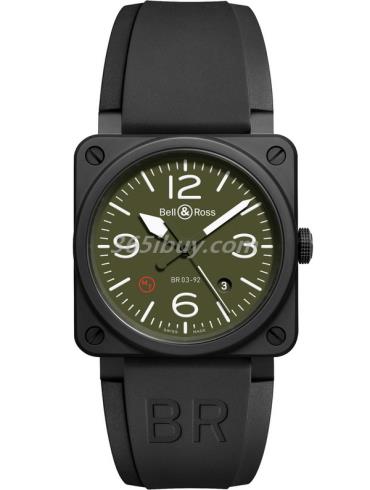 柏萊士男表AVIATION系列橡膠/帆布/卡其色表盤(pán)BR03-92_CERAMIC_MILITARY_TYPE