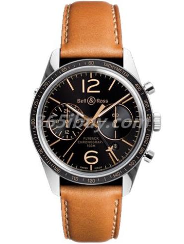 柏萊士男表VINTAGE系列小牛皮/黑色表盤(pán)BR_126_SPORT_HERITAGE_GMT_&_FLYBACK