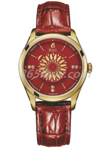 依波路女表小牛皮/紅色表盤(pán)LG8080-78211RD