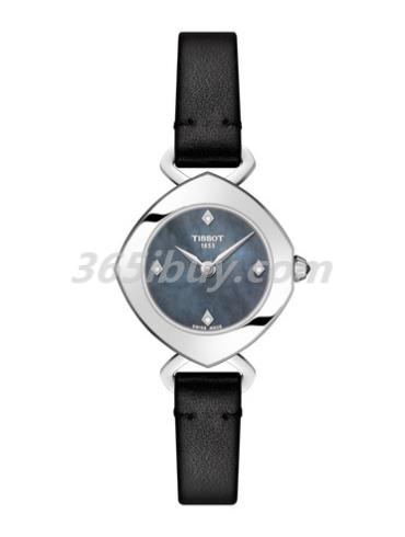 天梭女表T-Trend系列皮質(zhì)表帶/黑色珍珠貝母表盤(pán)T1131091612600