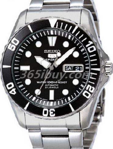 精工男表Seiko 5系列精鋼/黑色表盤(pán)SNZH27J1