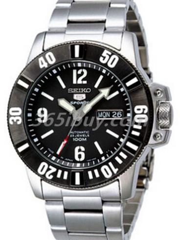精工男表Seiko 5系列精鋼/黑色表盤(pán)SNKG83J1