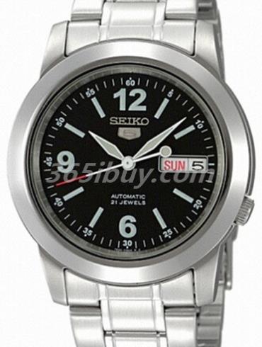 精工男表Seiko 5系列精鋼/黑色珍珠貝母表盤(pán)SNKE63K1