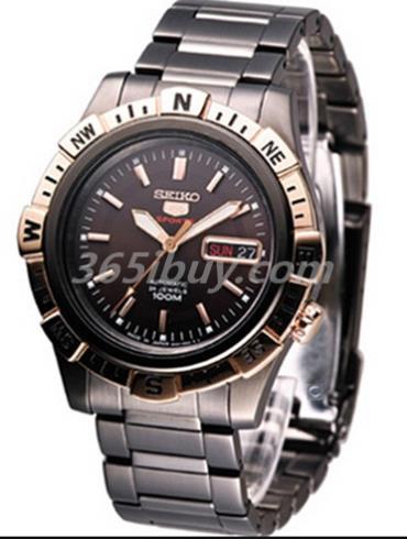 精工男表Seiko 5系列精鋼/棕色表盤(pán)SRP148J1