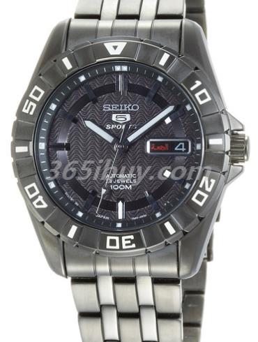 精工男表Seiko 5系列精鋼PVD/黑色表盤(pán)SNZH77J1