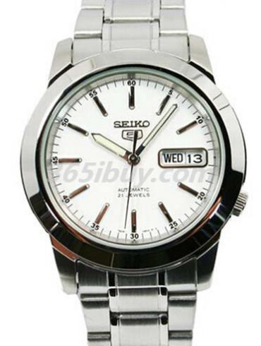 精工男表Seiko 5系列精鋼/白色表盤(pán)SNKE49K1