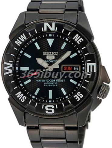 精工男表Seiko 5系列精鋼PVD/黑色表盤(pán)SNZE83J1